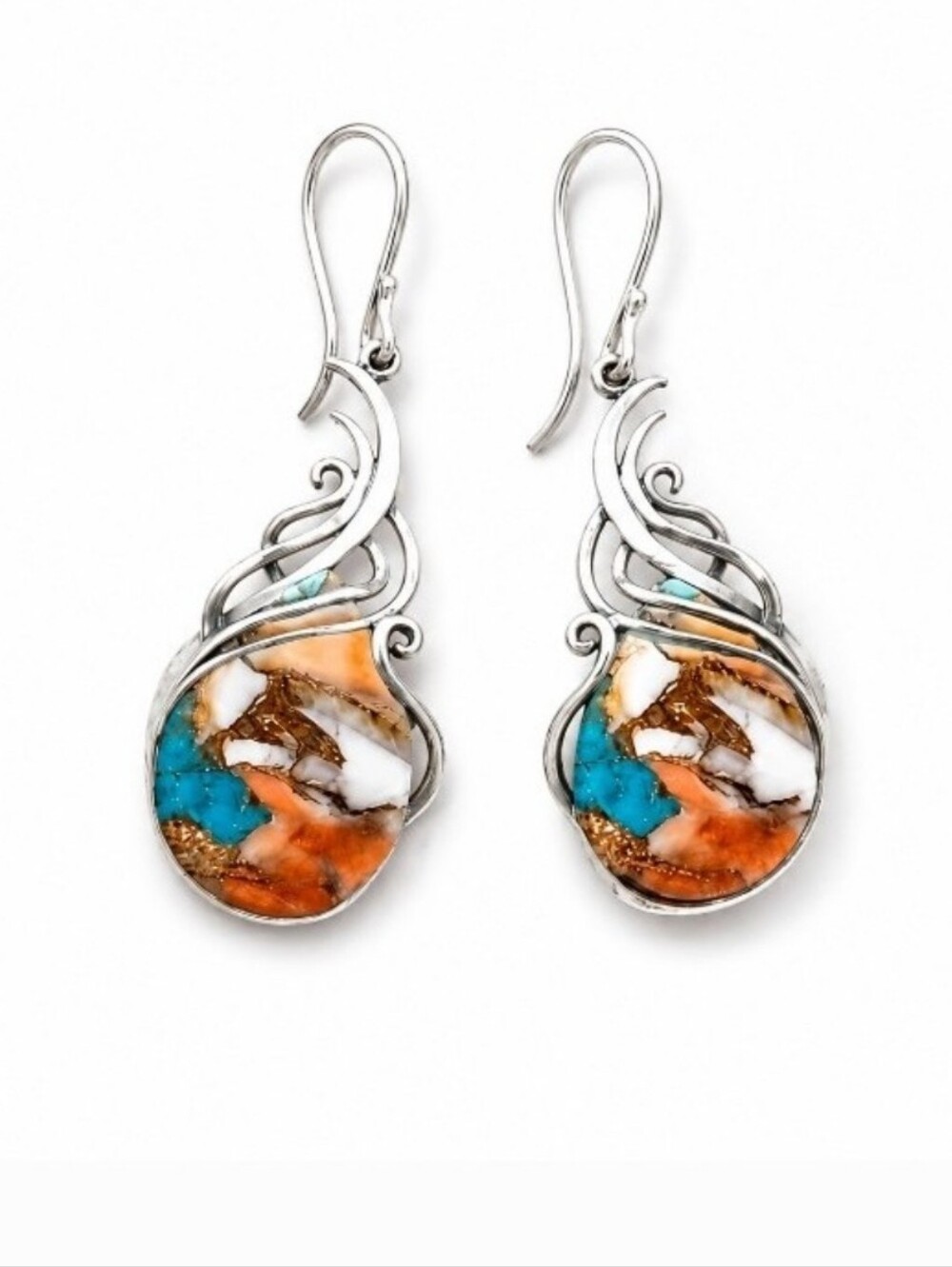 2 - $20 Silver Swirl Turquoise Earrings